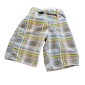 🦃 Charlie Rocket Charcoal Plaid Swim Trunks Size 4